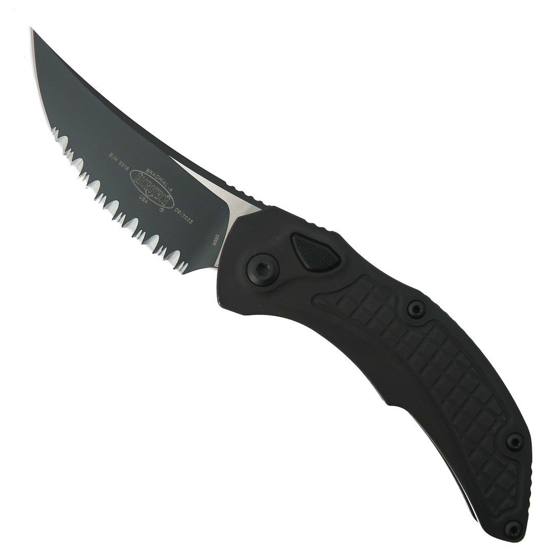 Microtech Brachial Automatic Knife, Black Serrated Blade