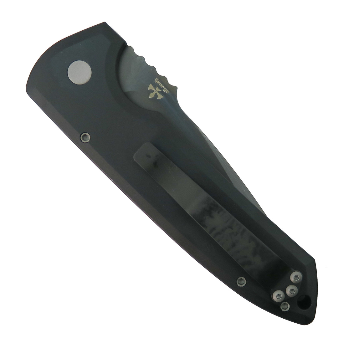 Pro-Tech Textured Rockeye Operator Auto Knife, Smoky Grey DLC Blade, Clip View