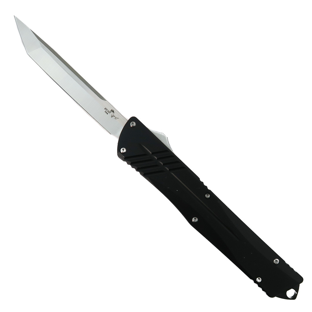 Bear OPS Black Aluminum OTF Auto Knife, Modified Tanto Blade