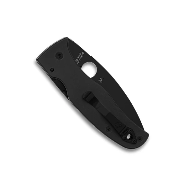 Spyderco Bodacious Black G10 Folding Knife, S30V Black DLC Blade, Clip View