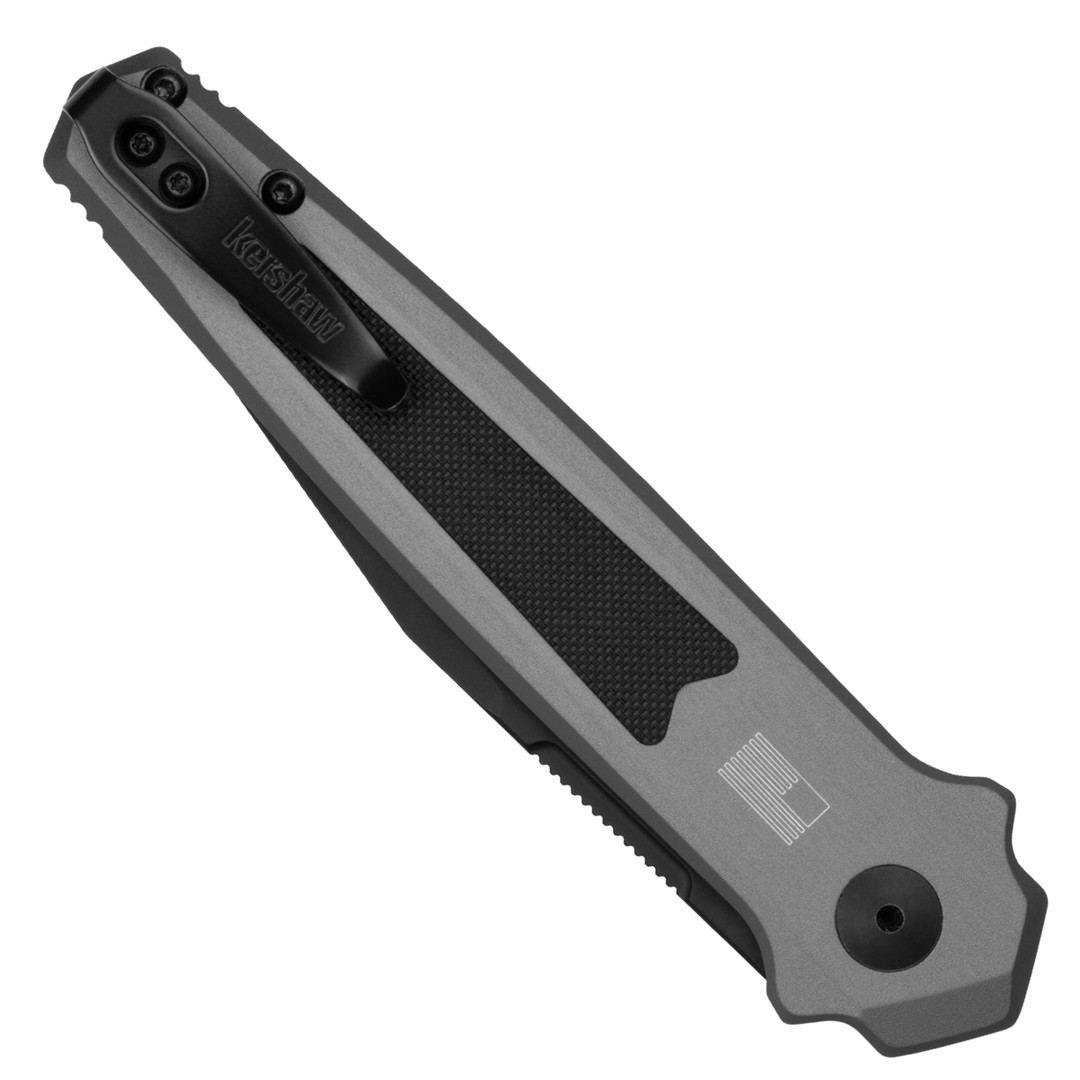 Kershaw Launch 17 Auto Knife, Black Cerakote Clip Blade, Clip View