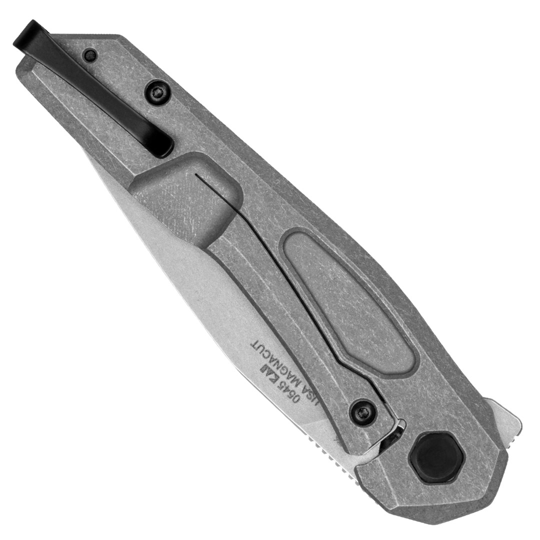 Zero Tolerance 0545 Flipper Knife, Stonewash Magnacut Blade, Clip View