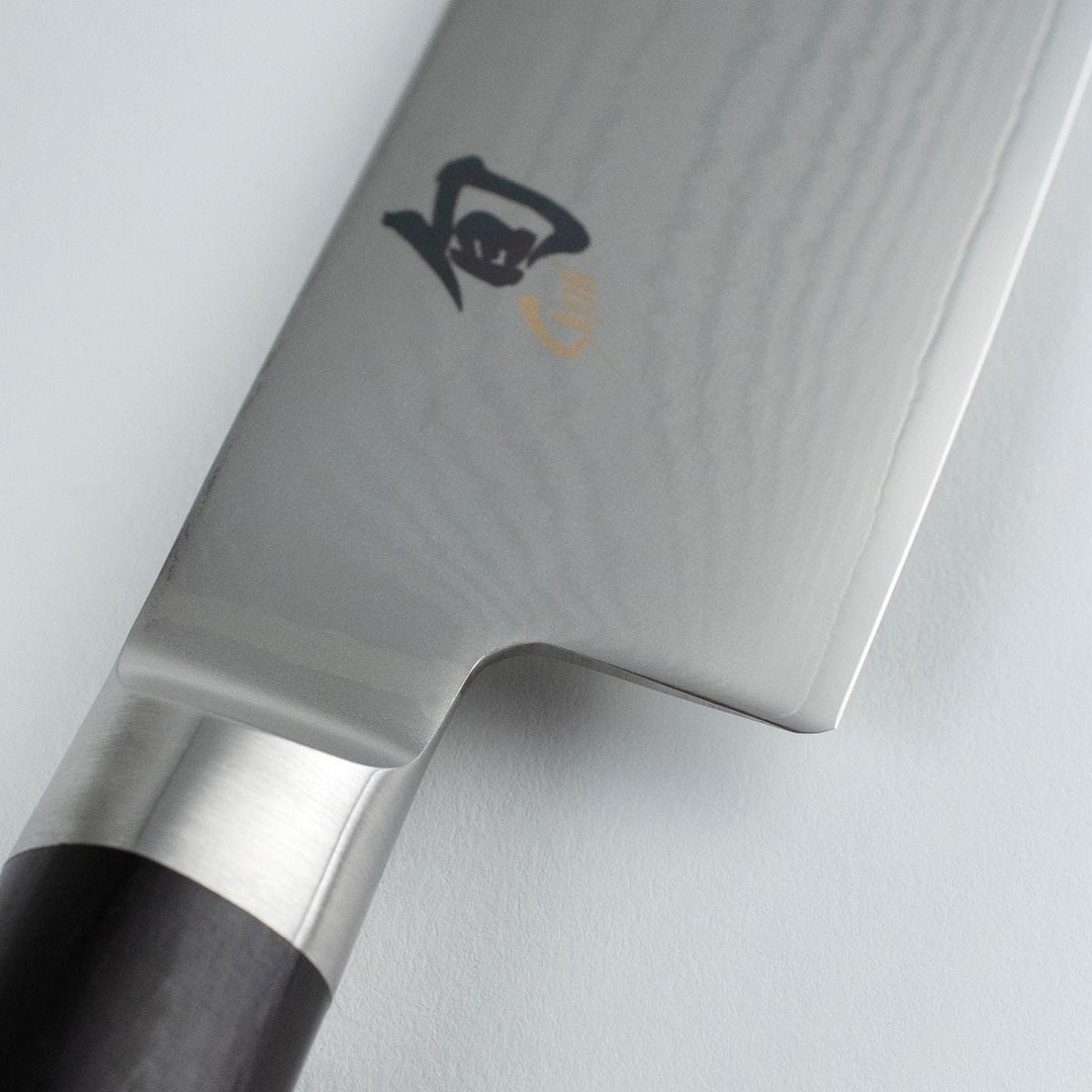 Shun DM0728 Classic Nakiri Knife 6.5" Blade, Pakkawood Handle, Detail View