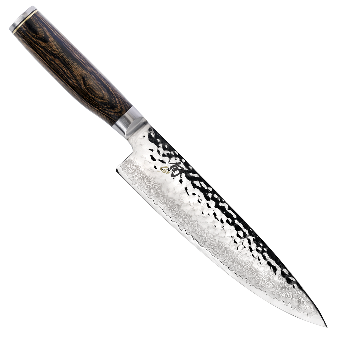 TDM0706 Premier Chef's 8" Knife Hammered Blade, Walnut PakkaWood Handle