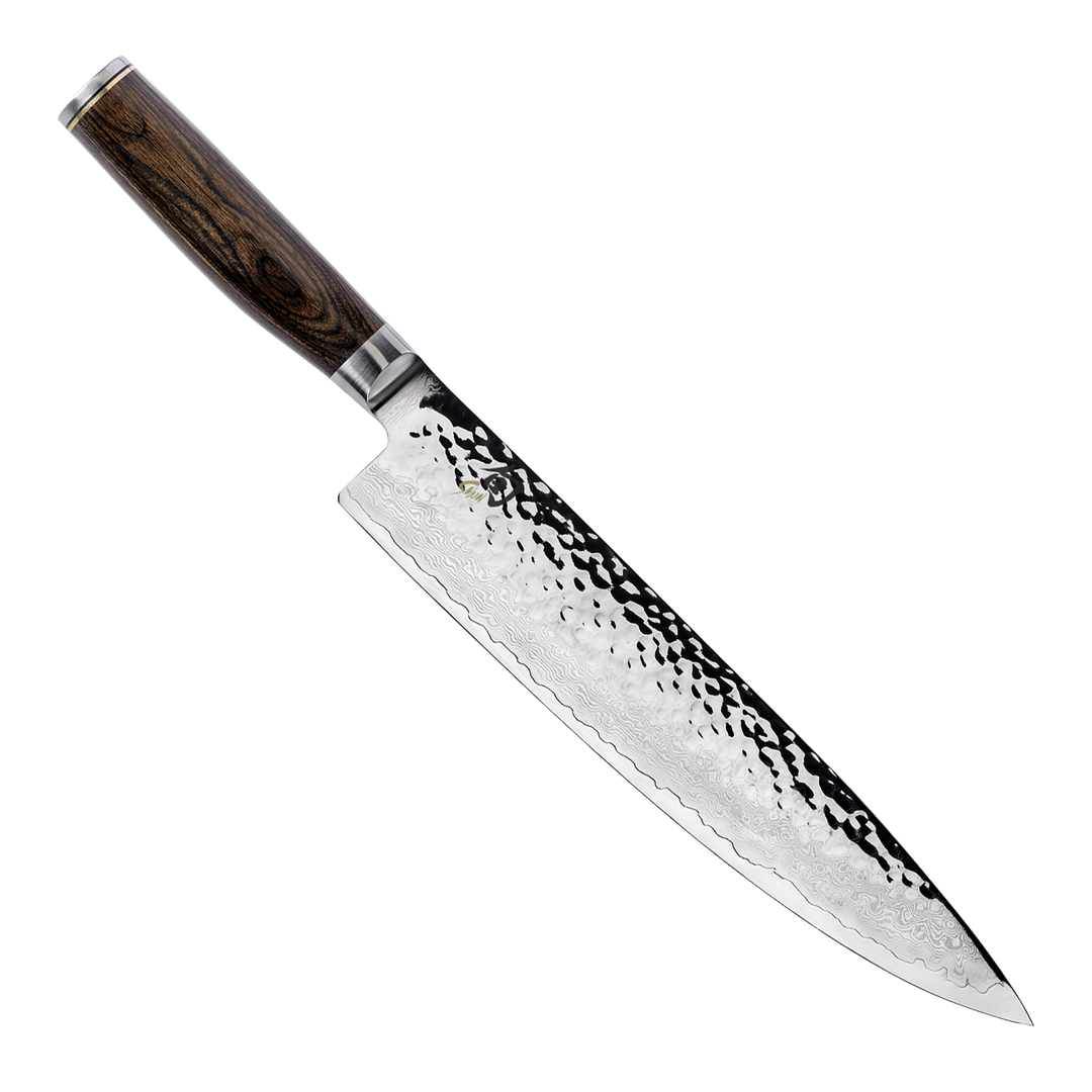 TDM0707 Premier Chef's 10" Knife Hammered Blade, Walnut PakkaWood Handle