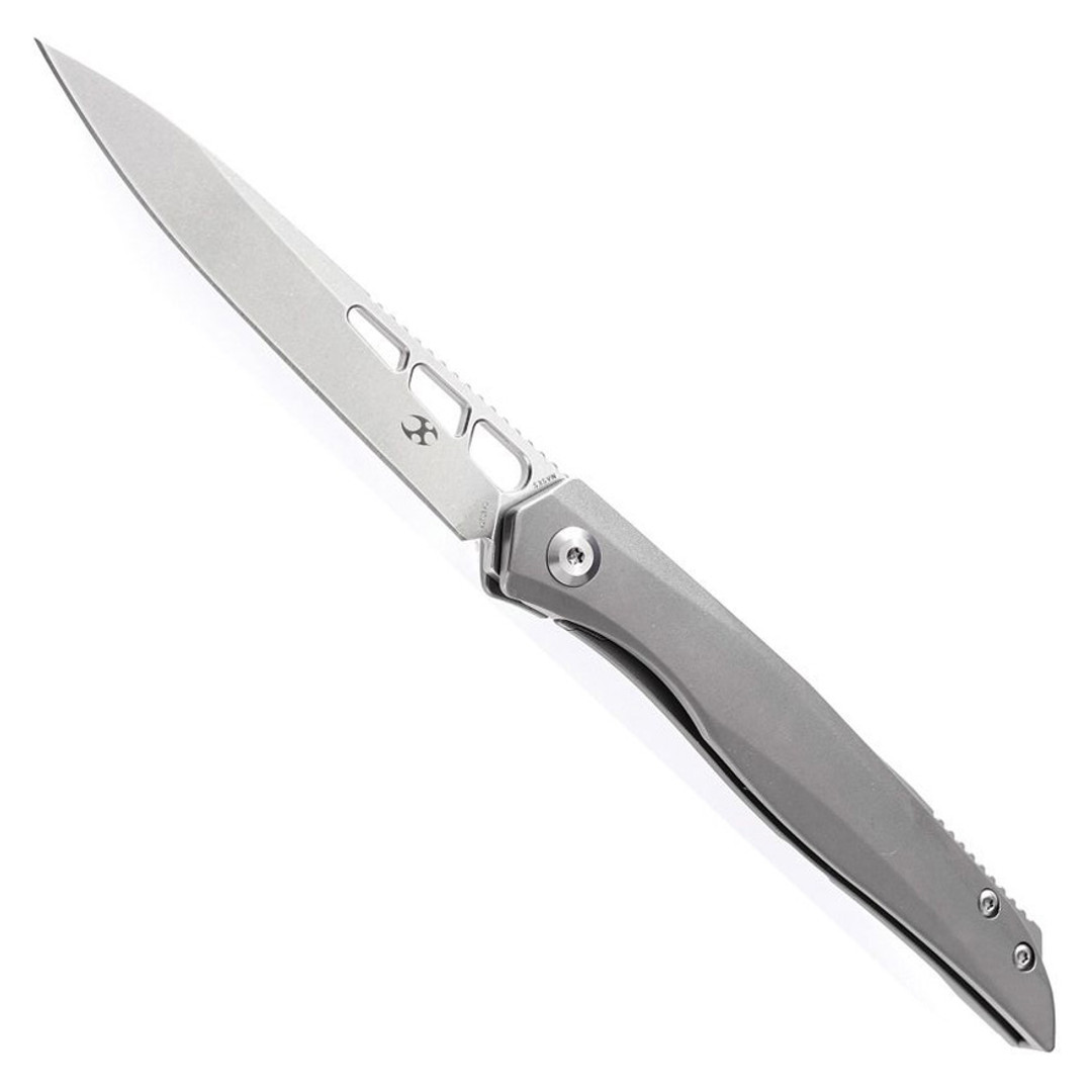 Kansept Knives Lucky Star Titanium Framelock Flipper Knife, Satin Drop Point Blade