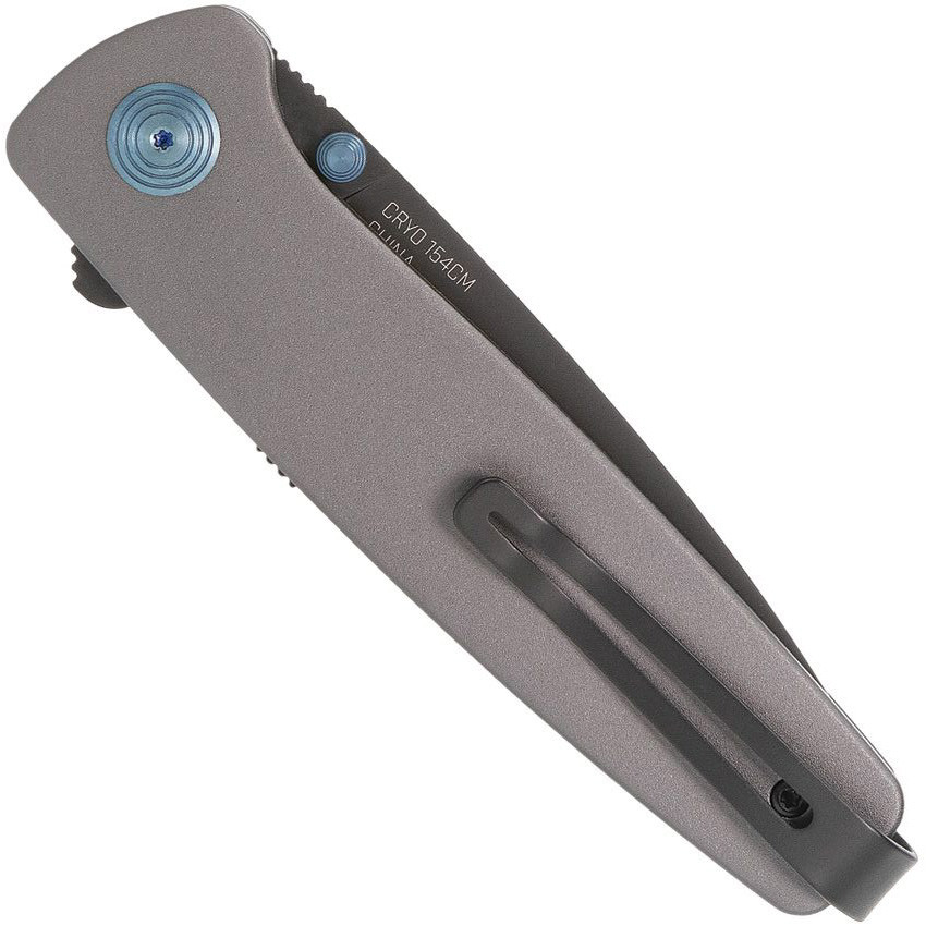 SOG Twitch III Gray Anodized Aluminum Linerlock Folding Knife, Clip View