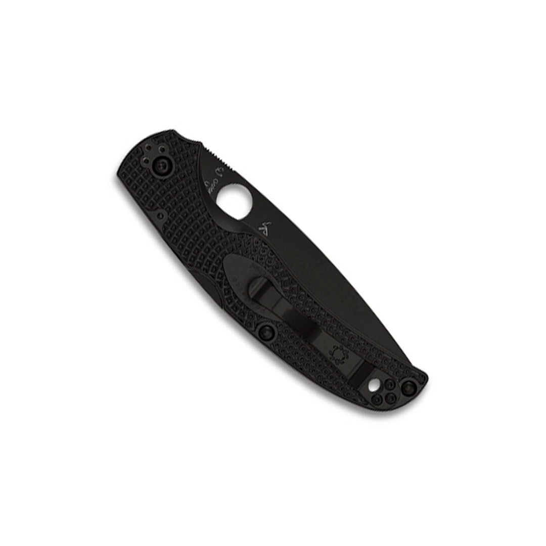 Spyderco Native Chief Lightweight Black FRN Folder Knife, Black Blade, Clip View