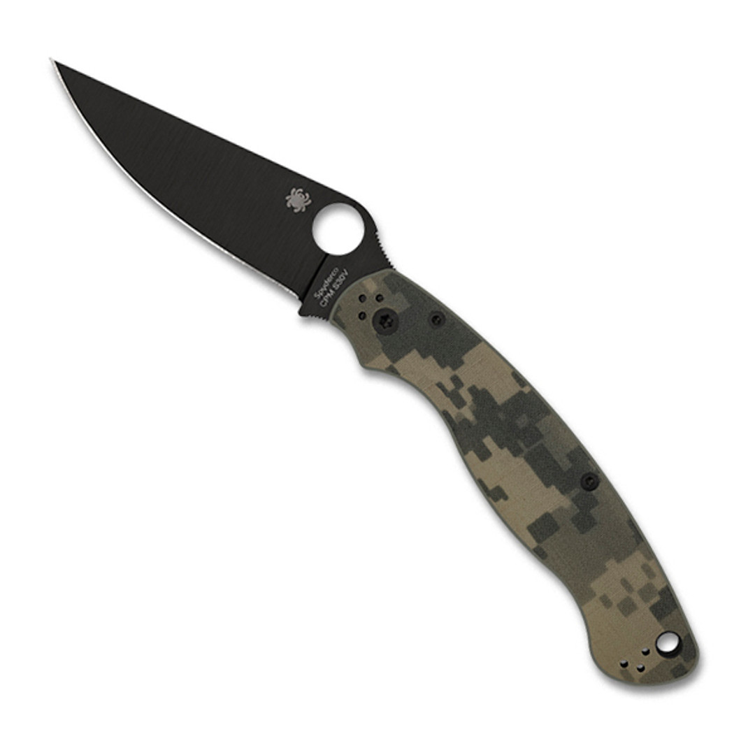 Spyderco Military 2 Compression Lock DigiCamo G10 Folding Knife, Black DLC Clip Point Blade