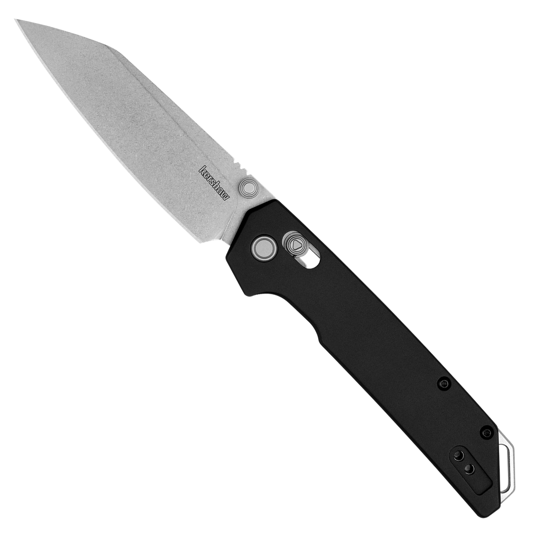 Kershaw Iridium Black Anodized Aluminum Folding Knife, Reverse Tanto Stonewash Blade