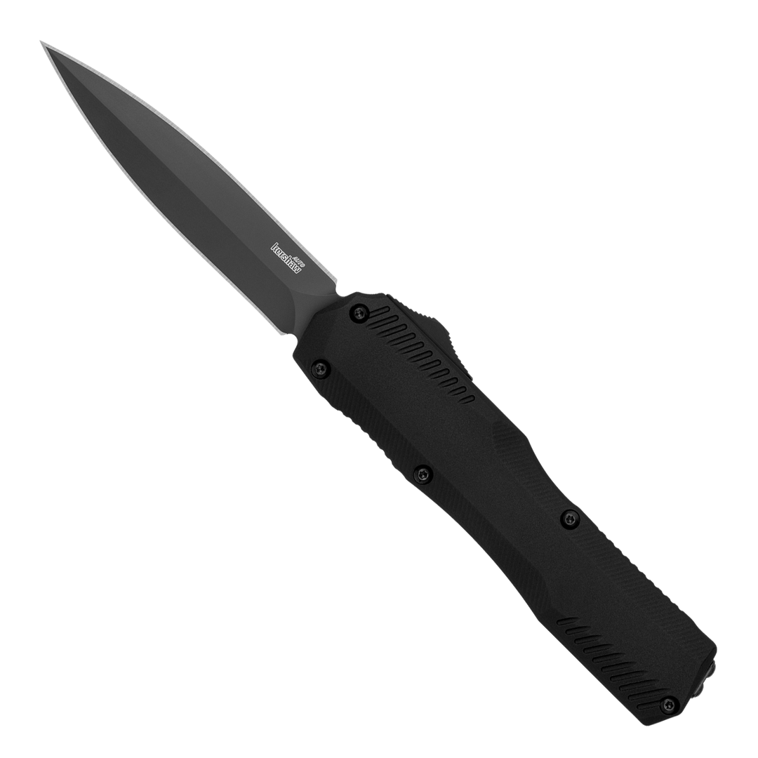 Kershaw Livewire Black Anodized Aluminum Auto Out the Front Knife, Black PVD Double Edge Blade