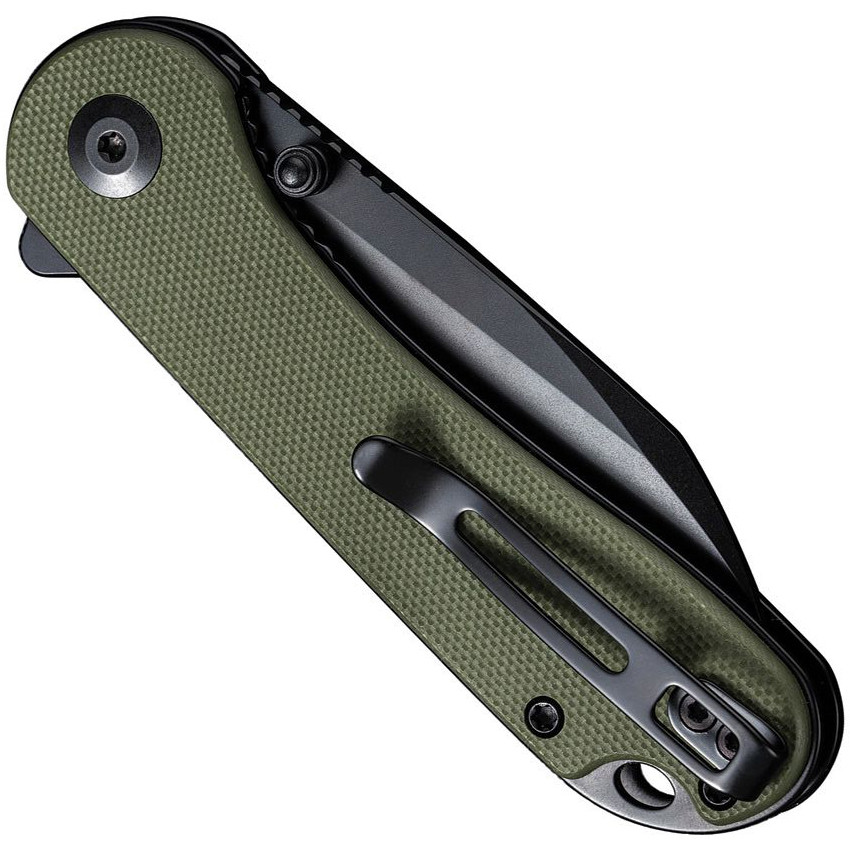 CIVIVI Elementum OD Green G10Liner Lock Knife, Nitro-V Black Wharncliffe Blade, Clip View