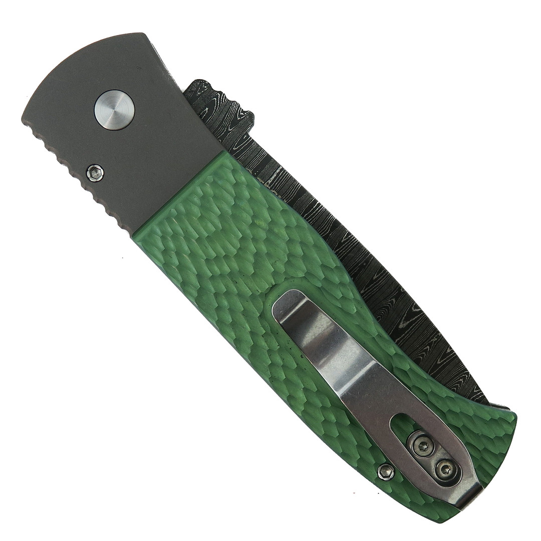 Pro-Tech SHOT Show 2024 Custom Emerson CQC7 Auto, Damascus Blade, Clip View