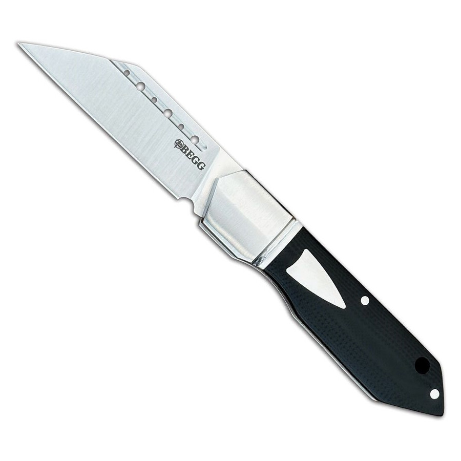 Begg Knives Bullet Train Black G10 Slipjoint Knife, Satin Reverse Tanto Blade