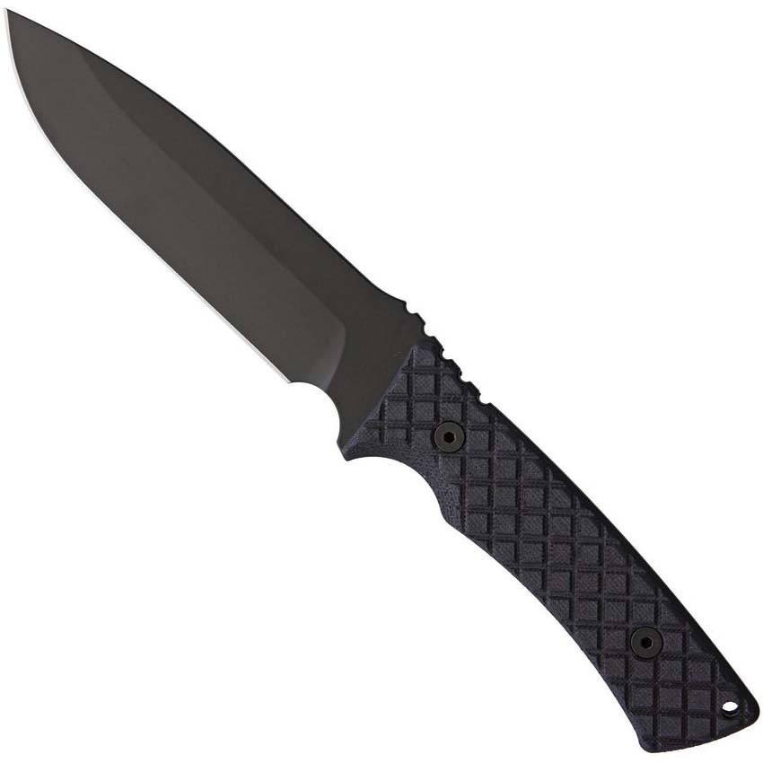 Spartan Blades Damysus Professional Grade Black Micarta Fixed Blade Knife, Black Powder Coated Blade