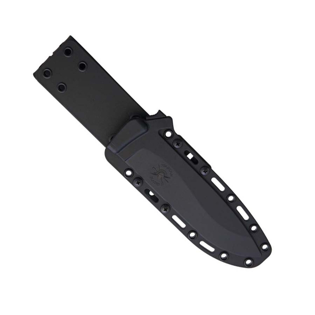 Spartan Blades Machai Professional Grade Black Micarta Fixed Blade Knife, Black Powder Coated Blade, Sheath View