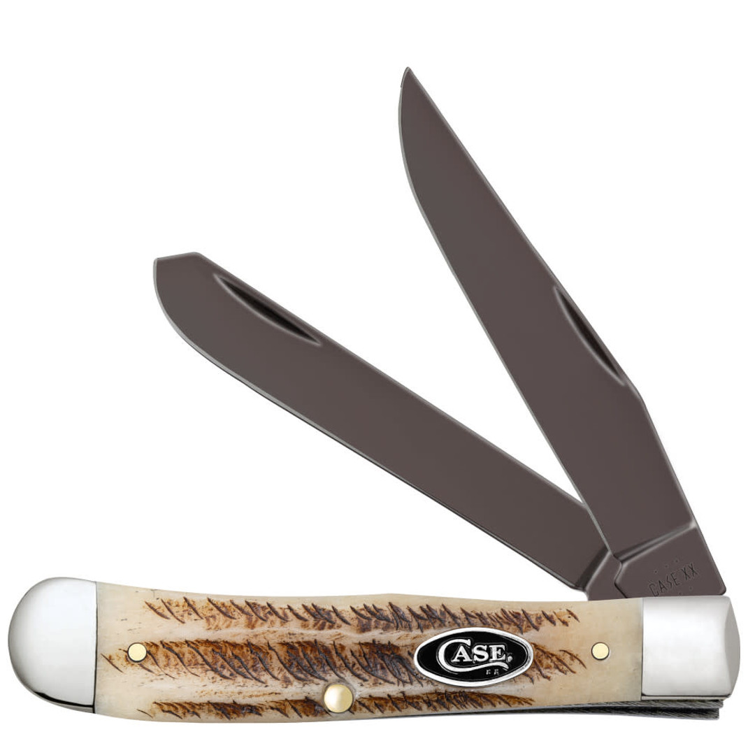 Case Jigged Vintage Bone Trapper Knife, PVD Coated Blades