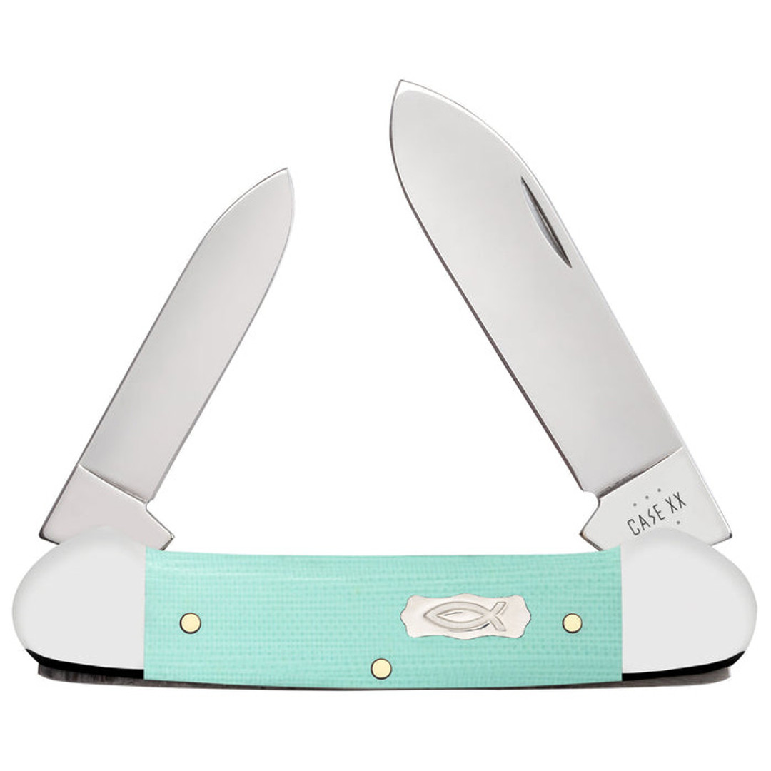 Case Smooth Seafoam Green G10 Canoe Knife