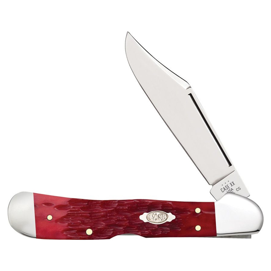 Case Peach Seed Jig Dark Red Bone Copperlock Knife