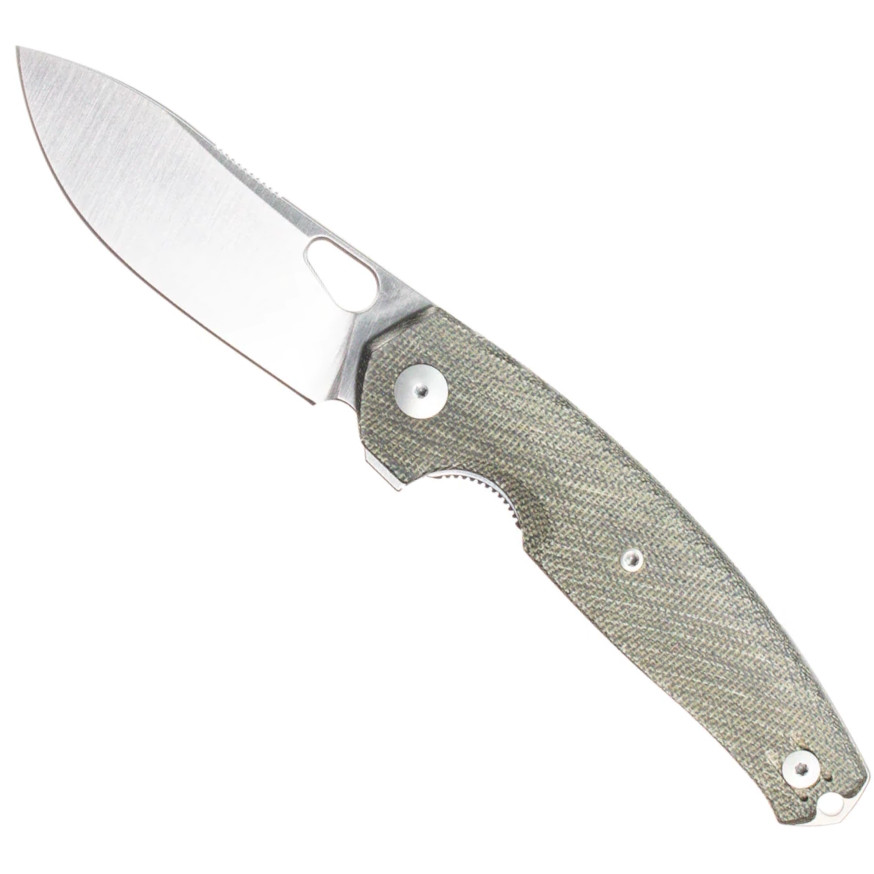GiantMouse ACE Jagt Green Canvas Micarta Knife, Magnacut Stonewash
