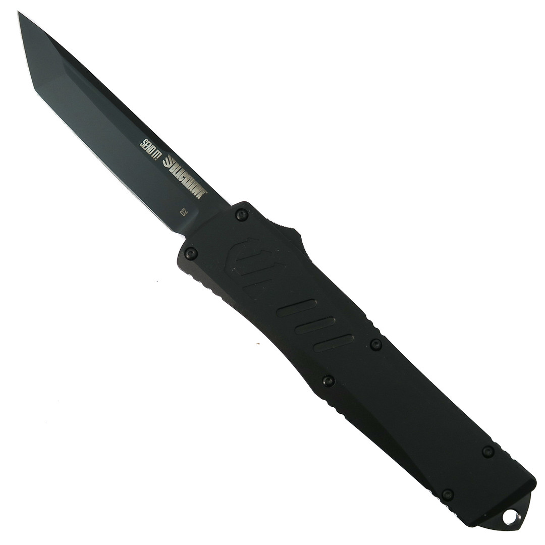 Blackhawk Send It! OTF Knife, Black DLC D2 Tanto Blade 