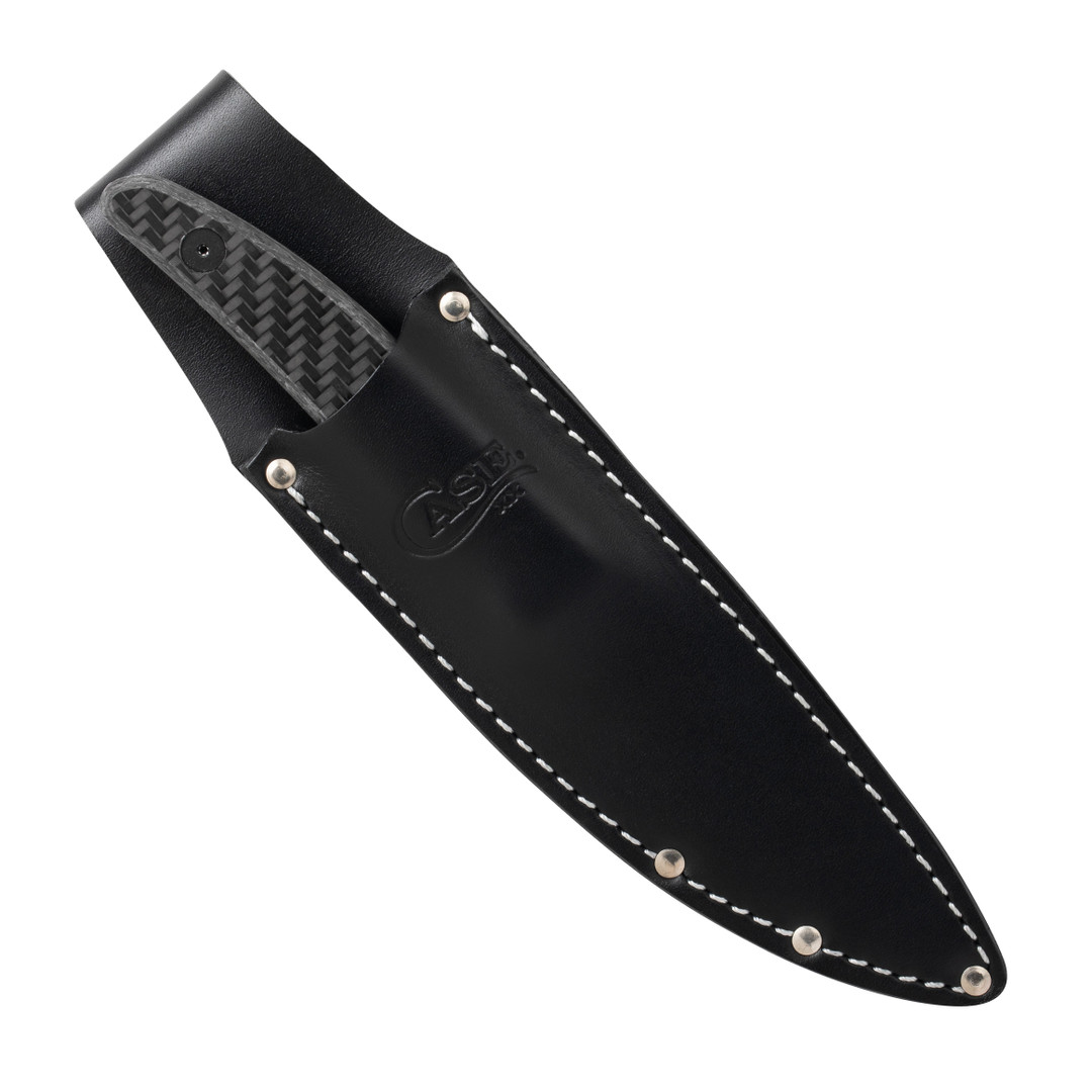 Case Black Carbon Fiber Weave Hunter CT2 Fixed Blade Knife, Sheath View