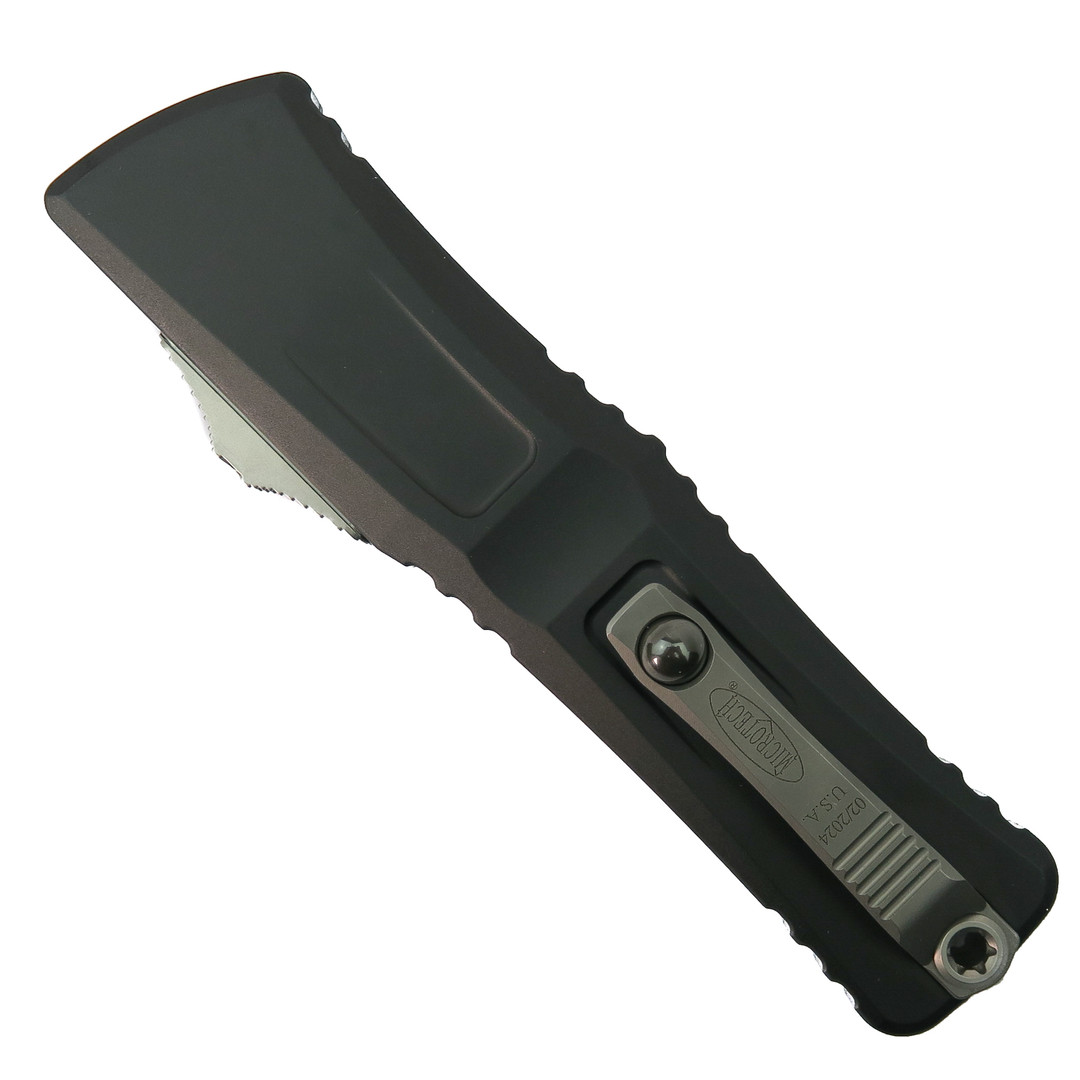 Microtech Gen III Combat Troodon OTF Auto Knife, Stonewash Dagger, Clip View