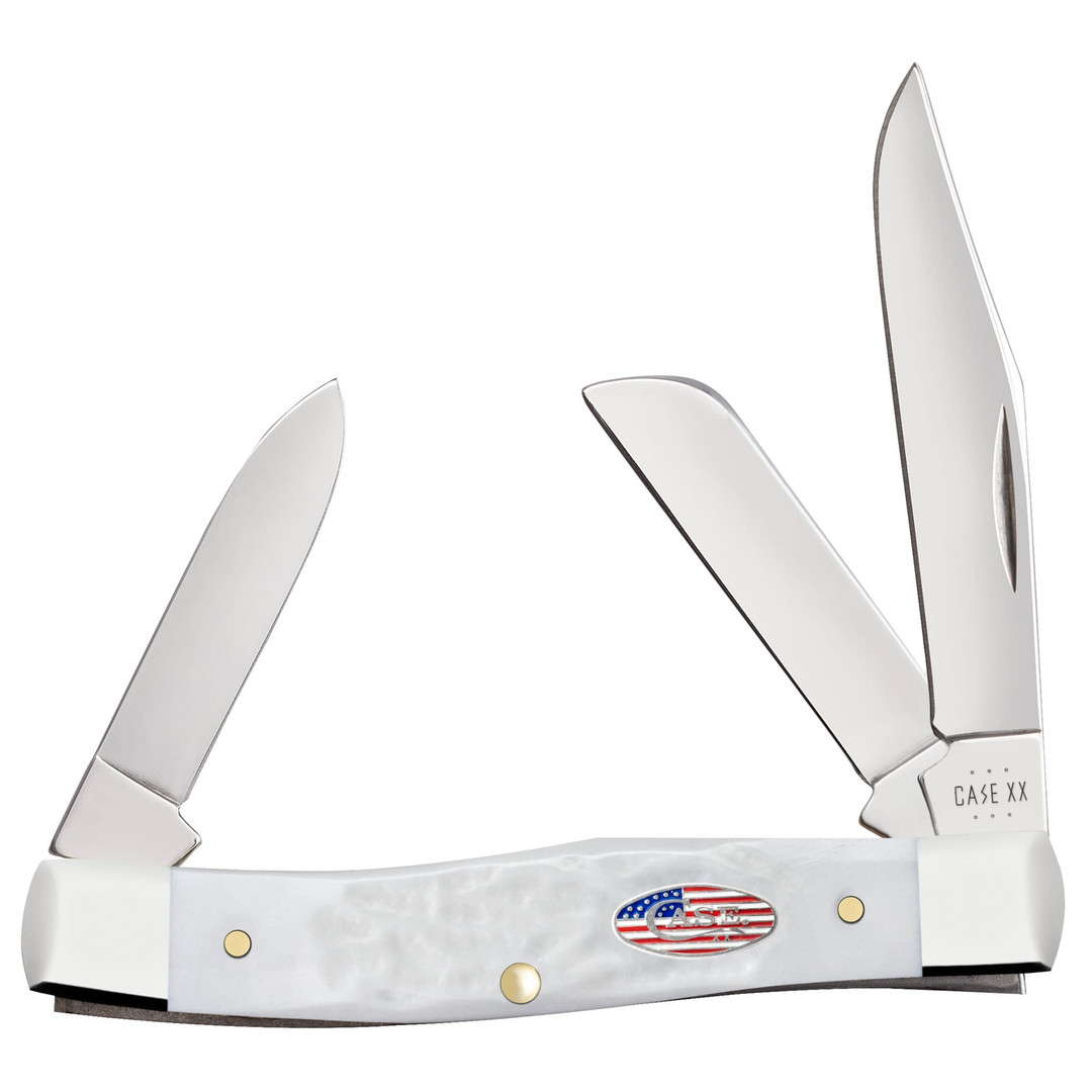 Case XX Stars and Stripes Rough Jig White Synthetic Medium Stockman Knife