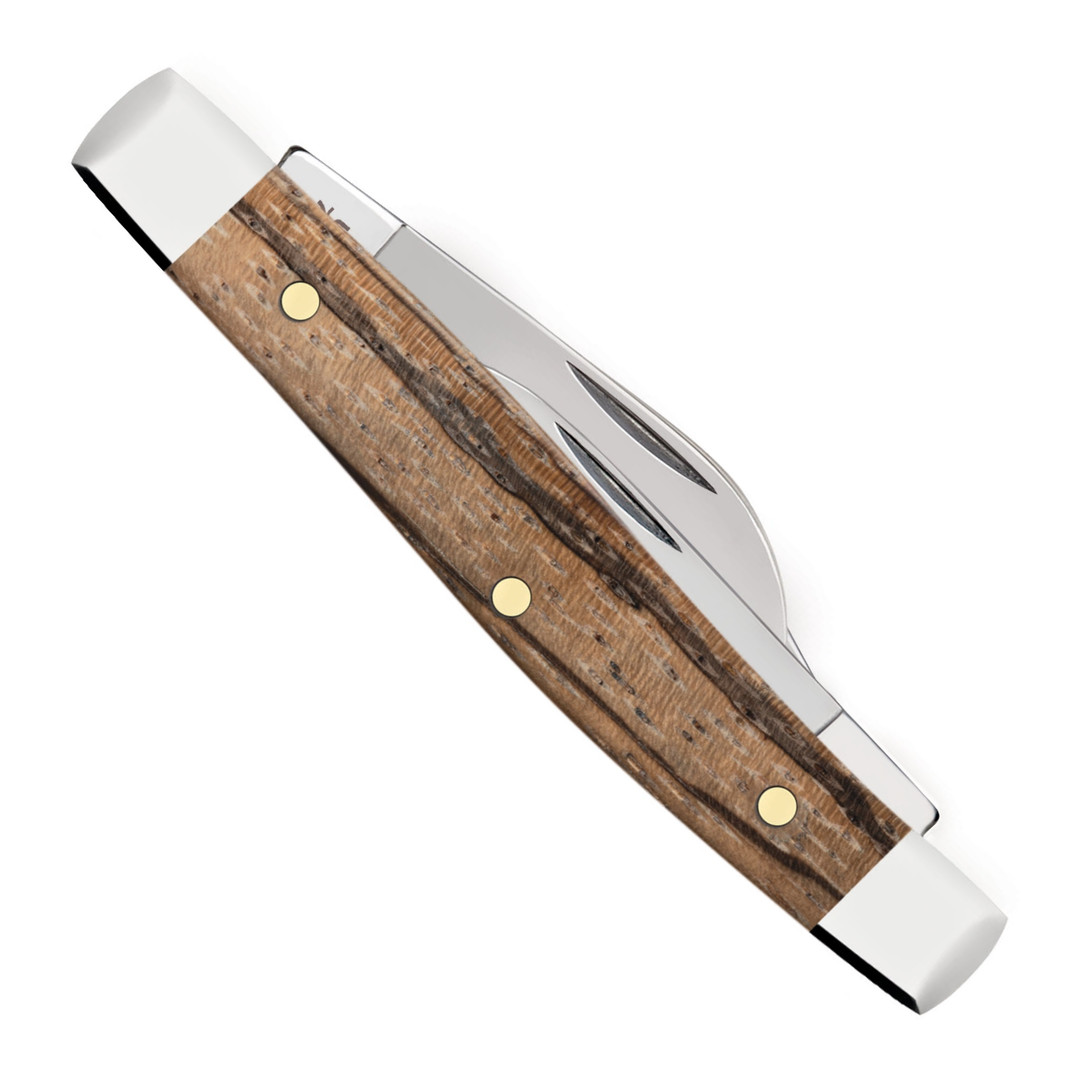 Case XX Smooth Natural Zebra Wood Small Stockman Knife, Clip View