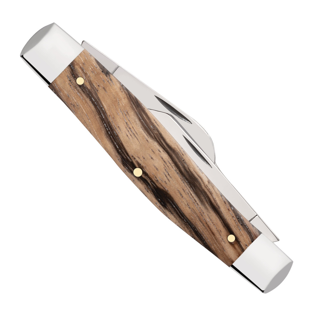 Case XX Smooth Natural Zebra Wood Large Stockman Knife, Clip View