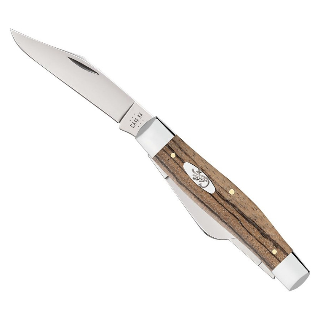 Case XX Smooth Natural Zebra Wood Large Stockman Knife, Single Blade View