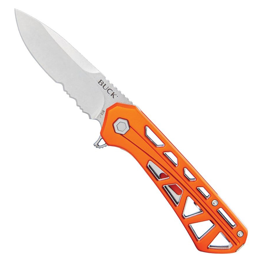 Buck Knives Orange 812 Trace Folder Knife, Drop Point Combo Blade