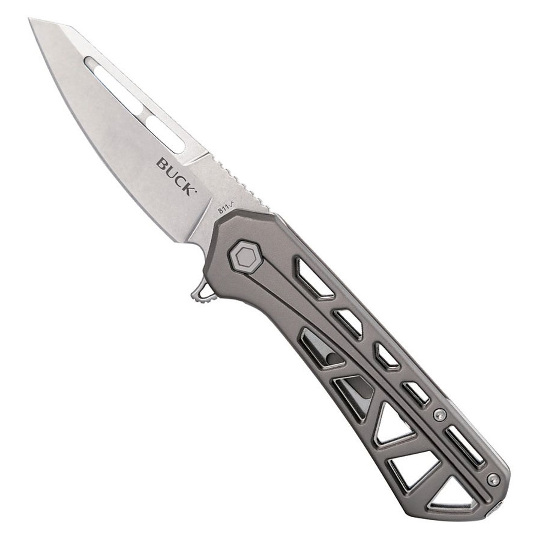 Buck Knives Gray 811 Trace Folder Knife, Reverse Tanto Blade