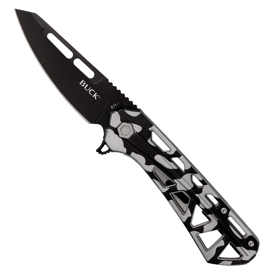 Buck Knives Camo 811 Trace Folder Knife, Black Reverse Tanto Blade