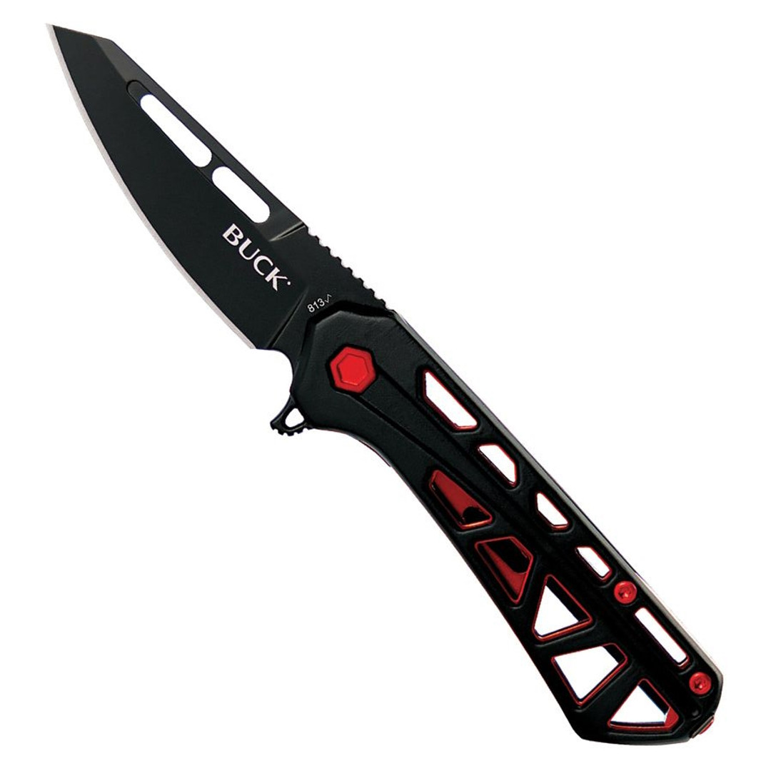 Buck Knives Black 813 Mini Trace Folder Knife, Black Reverse Tanto