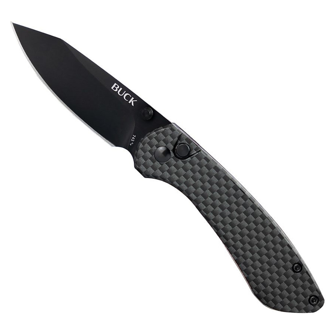 Buck Knives 743 Mini Sovereign Button Lock Folder Knife, Black Blade