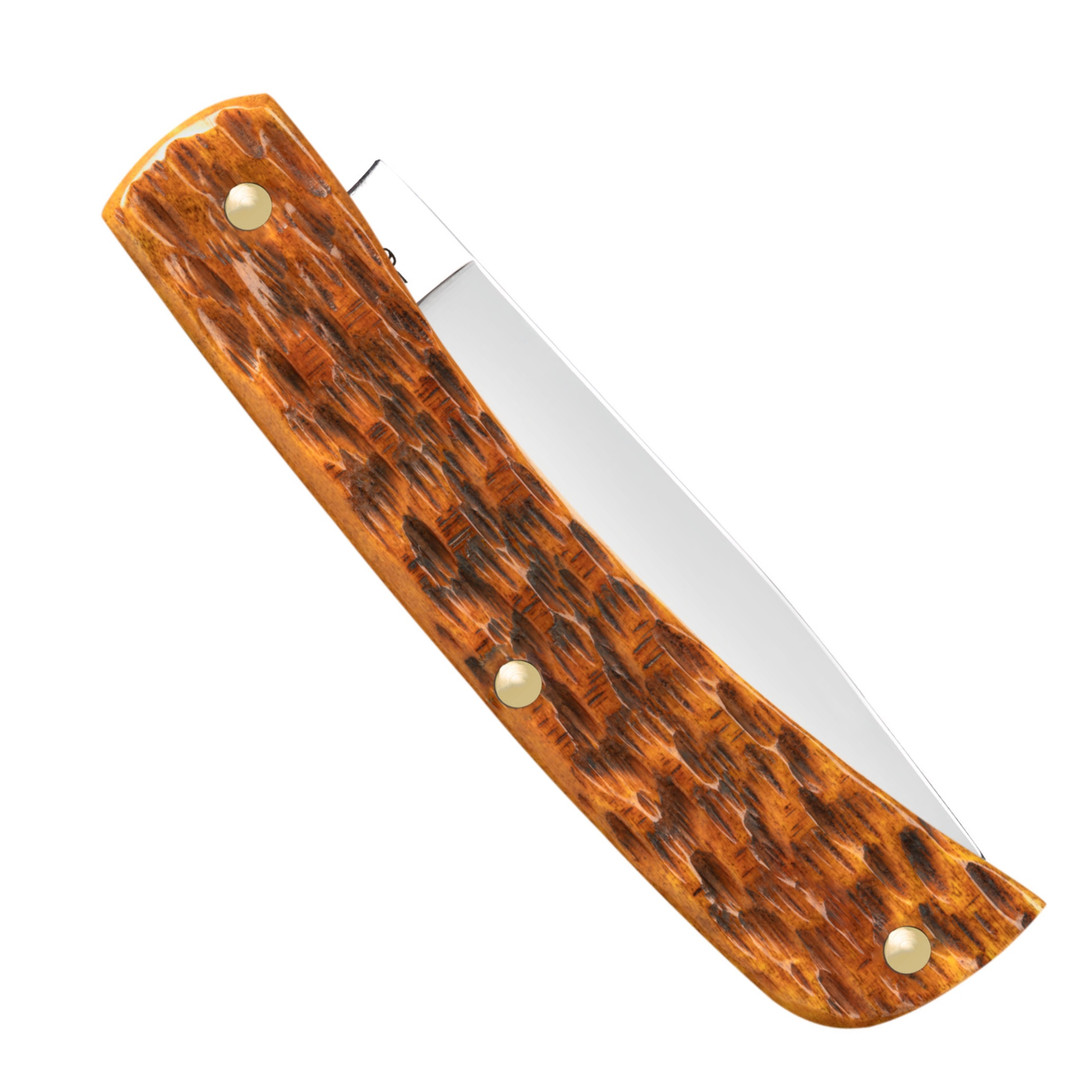 Case XX Jigged Harvest Orange Bone Sodbuster Jr Knife, Closed View