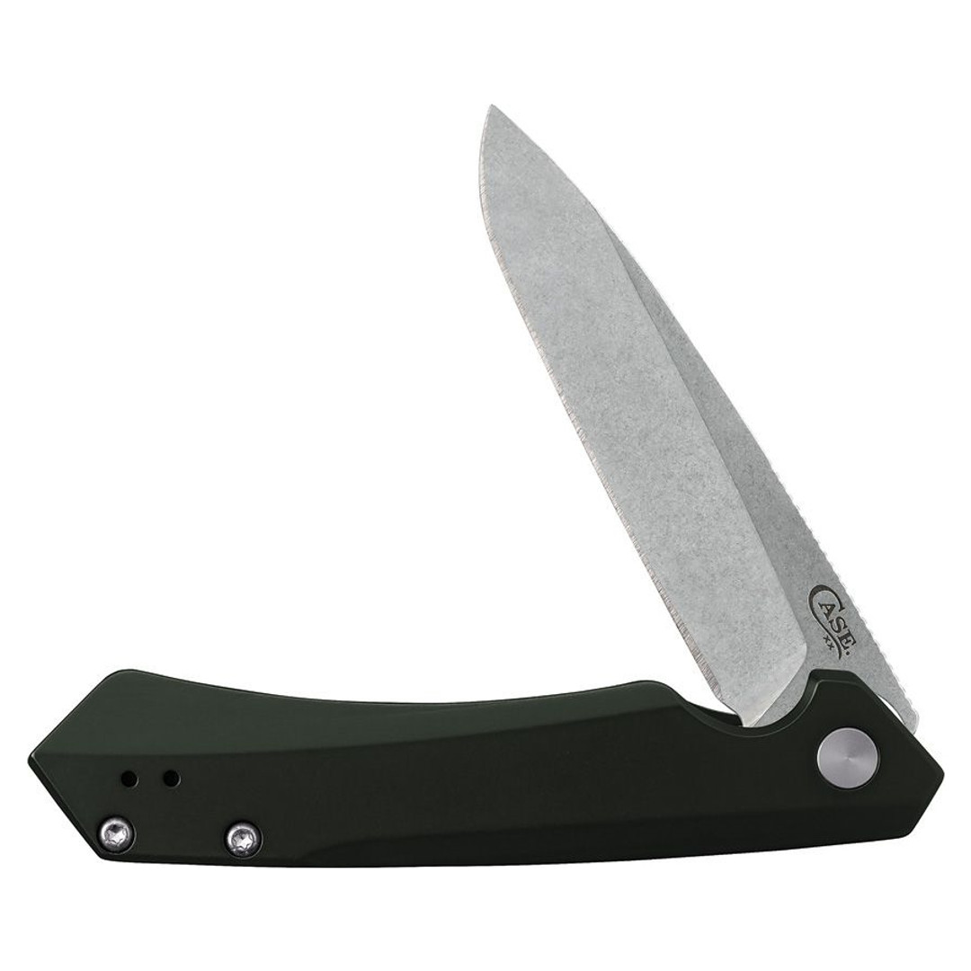 Case OD Green Aluminum Kinzua Flipper Knife