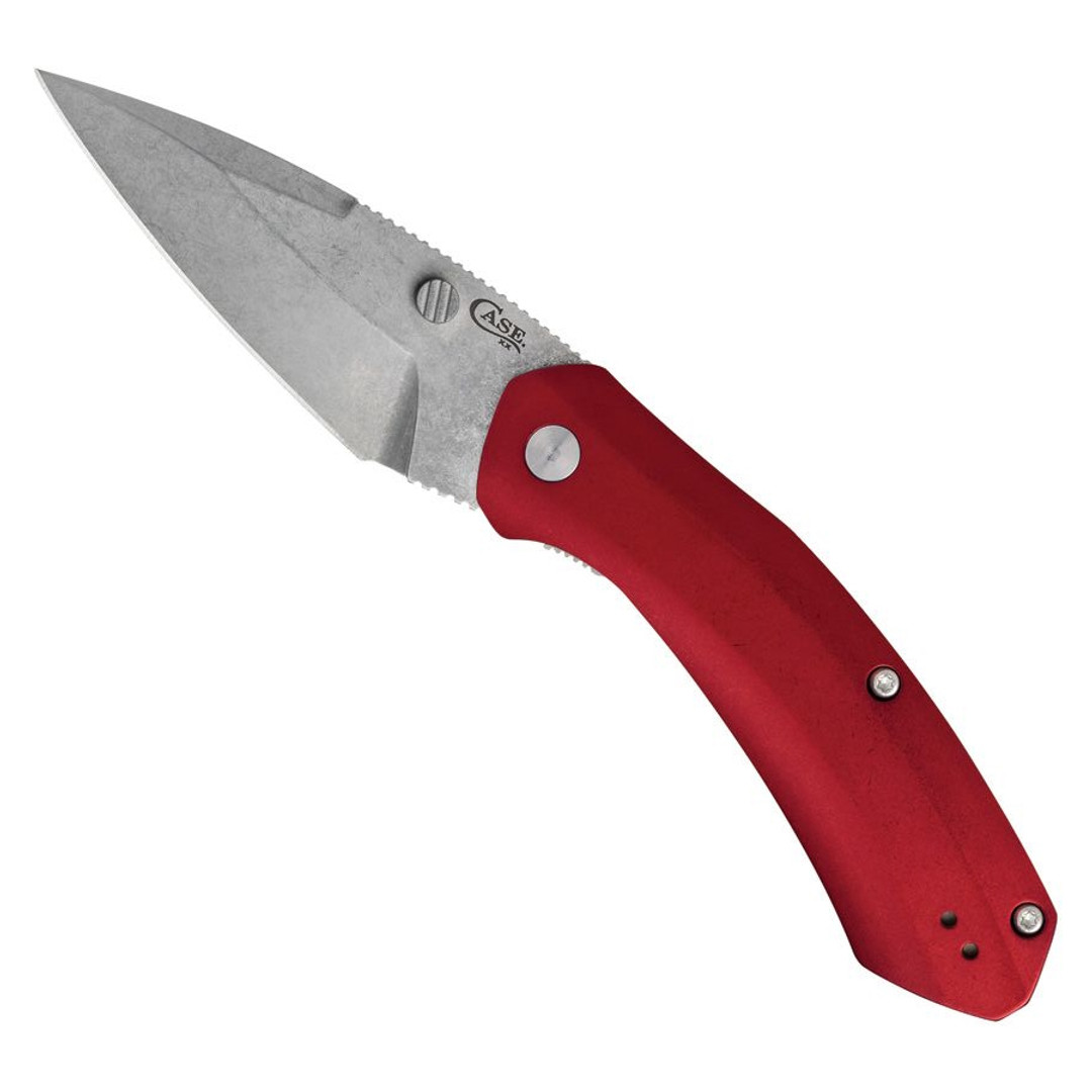 Case Westline Red Aluminum Liner Lock Knife, Stonewash Blade