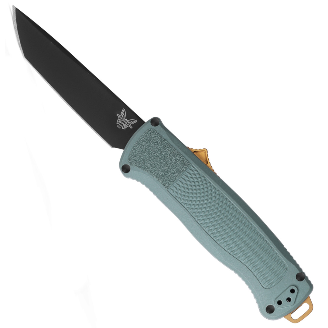 Benchmade Sage Green Shootout OTF Auto Knife, Black Tanto Blade