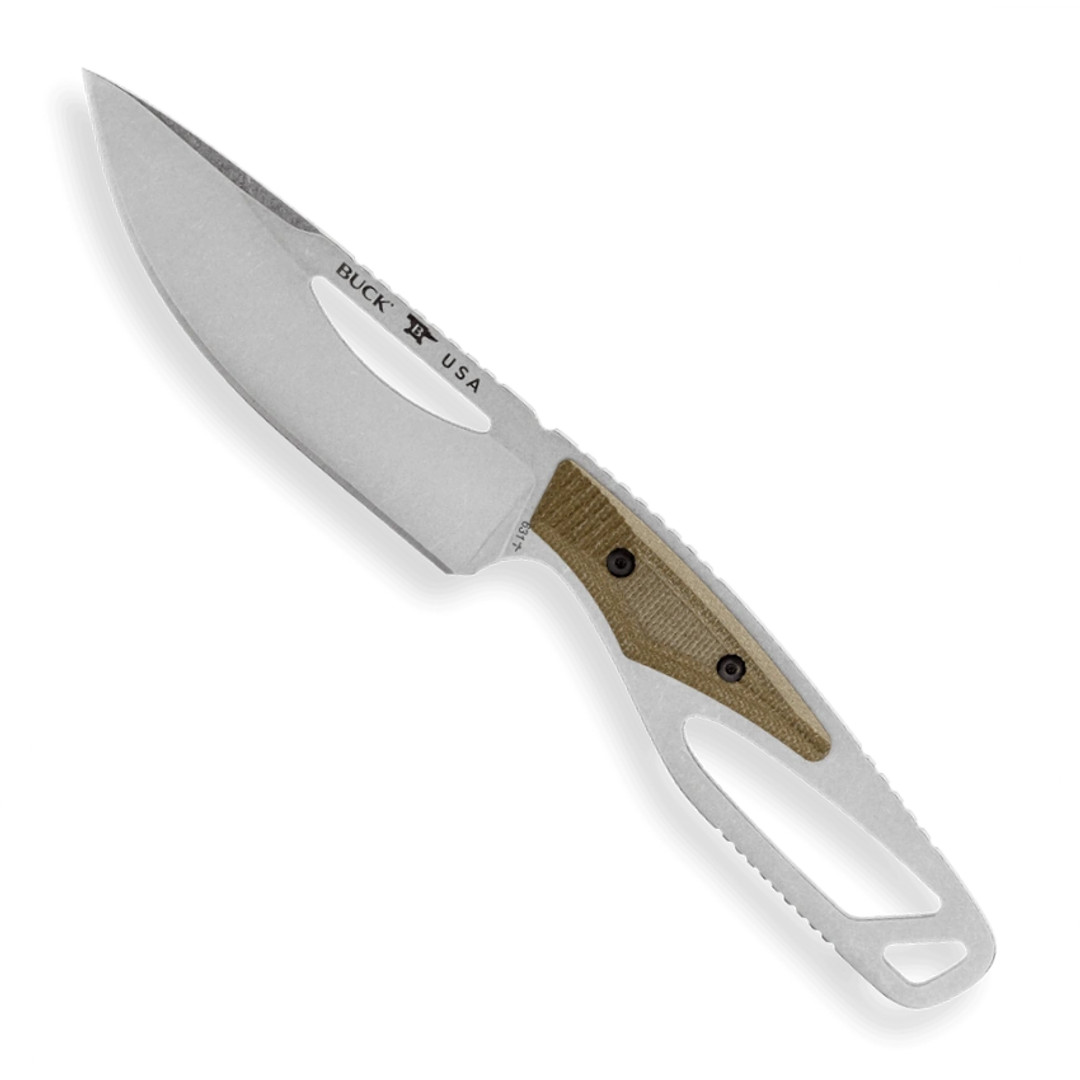 Buck PakLite 631 and 635 Field Kit OD Green Micarta Fixed Blade Knife, Skinner Blade