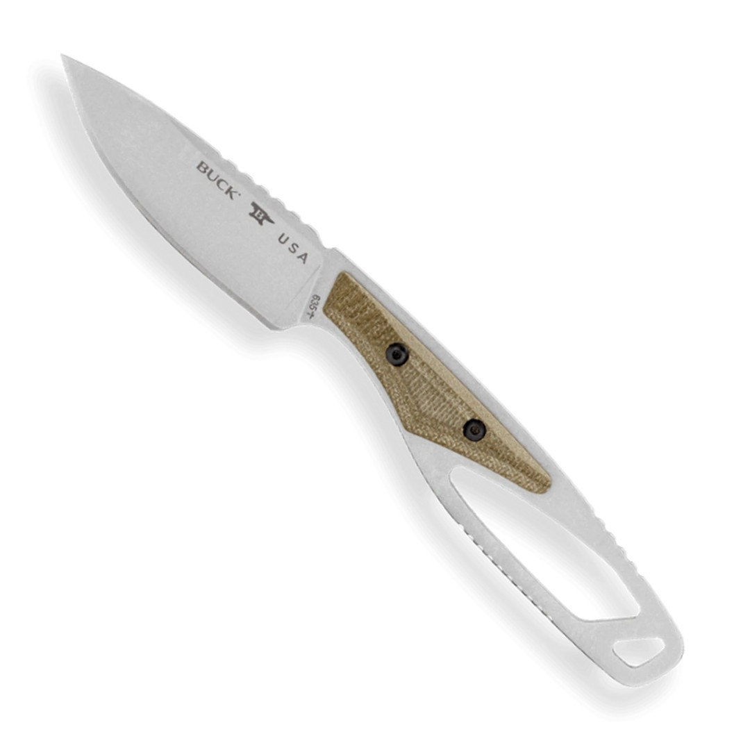 Buck PakLite 631 and 635 Field Kit OD Green Micarta Fixed Blade Knife, Drop Point Blade