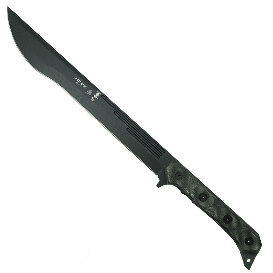TOPS Knives Exclusive BlackOut Edition CUMA Kage Fixed Blade, Black Blade