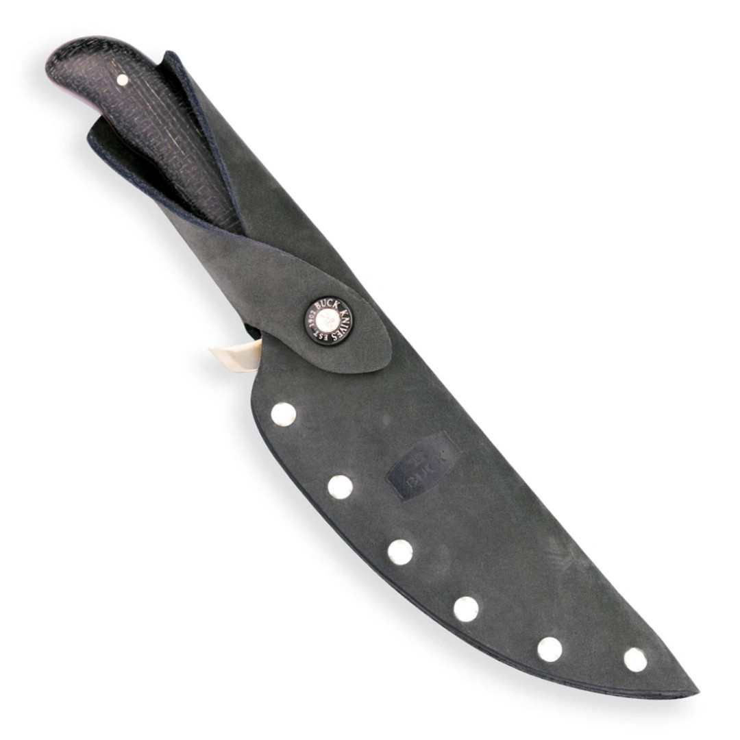 Buck 402 Akonua Black Burlap Micarta Fixed Blade Knife, Sheath View