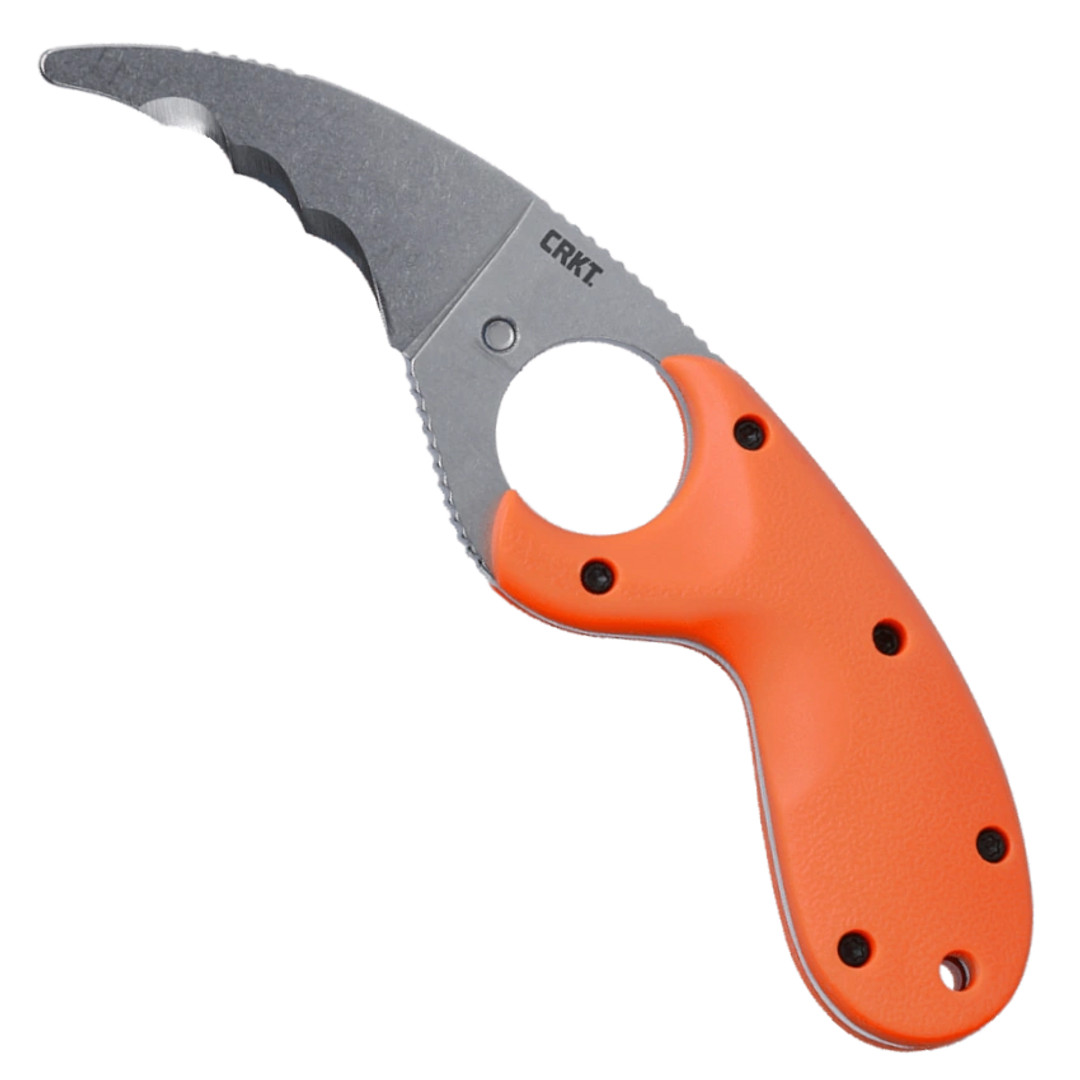 CRKT Bear Claw Orange GRN Fixed Blade Knife, Serrated Blunt Tip Hawkbill Blade