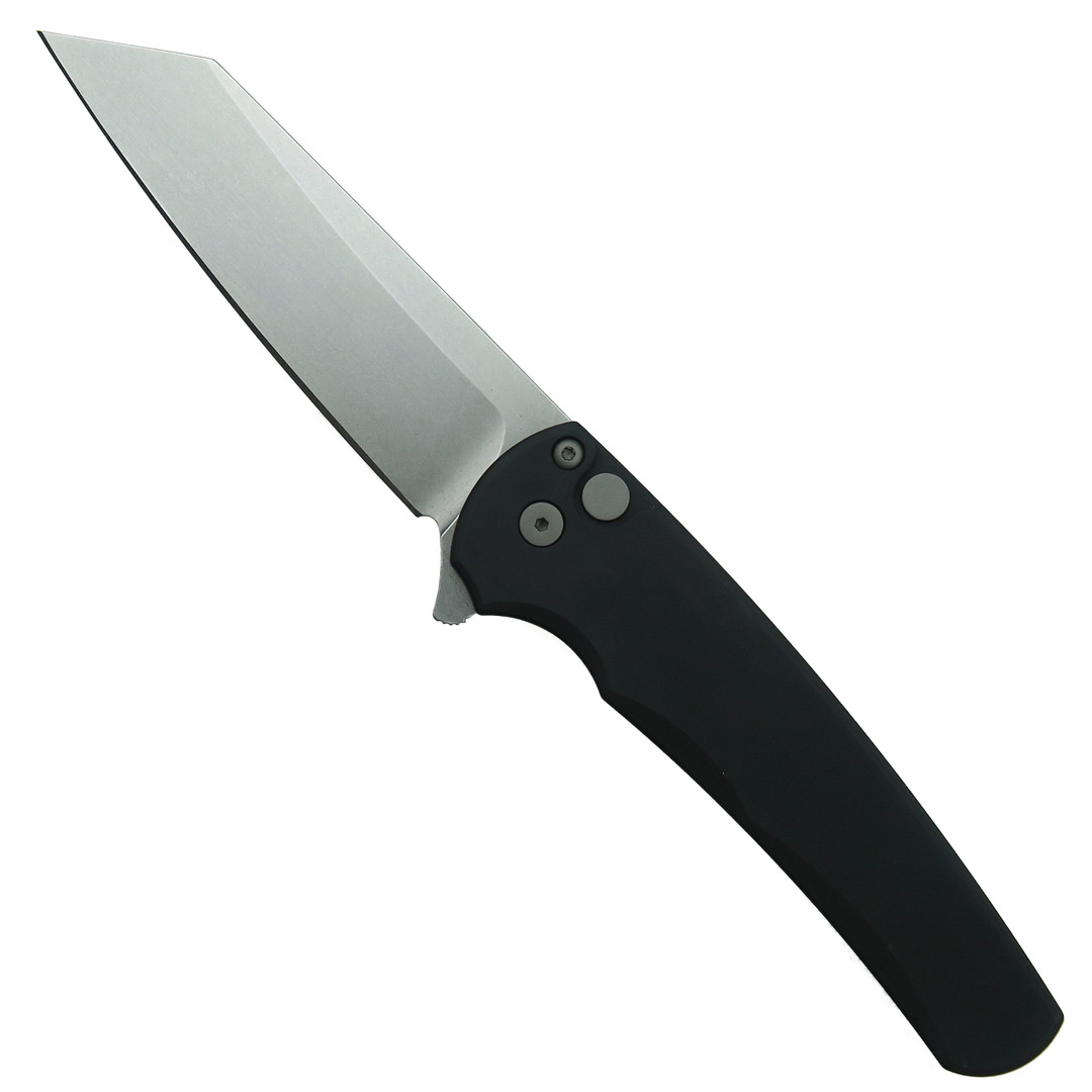 Pro-Tech Malibu Black Aluminum Flipper Knife, Stonewash MagnaCut Reverse Tanto Blade