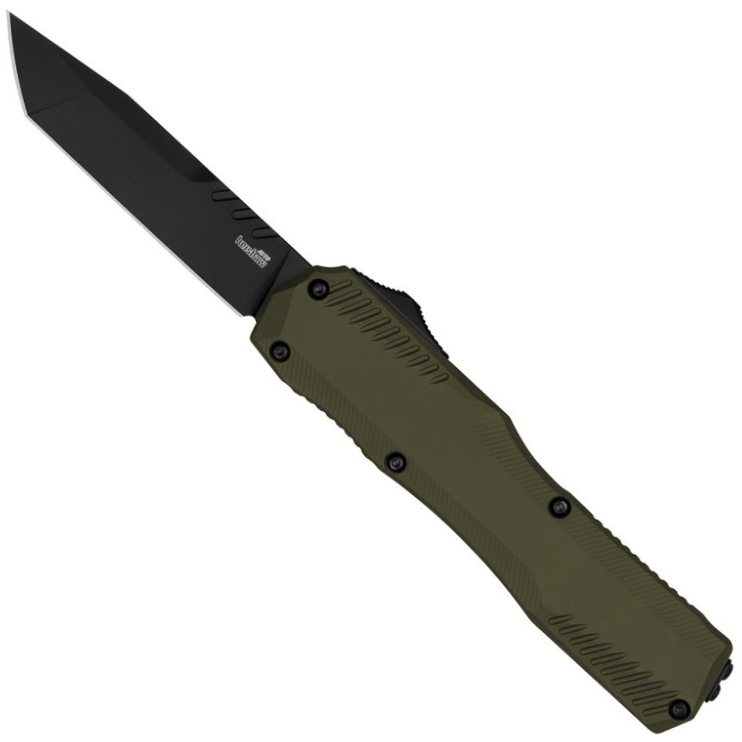 Kershaw Livewire Olive Green OTF Auto Knife, Black MagnaCut Tanto Blade