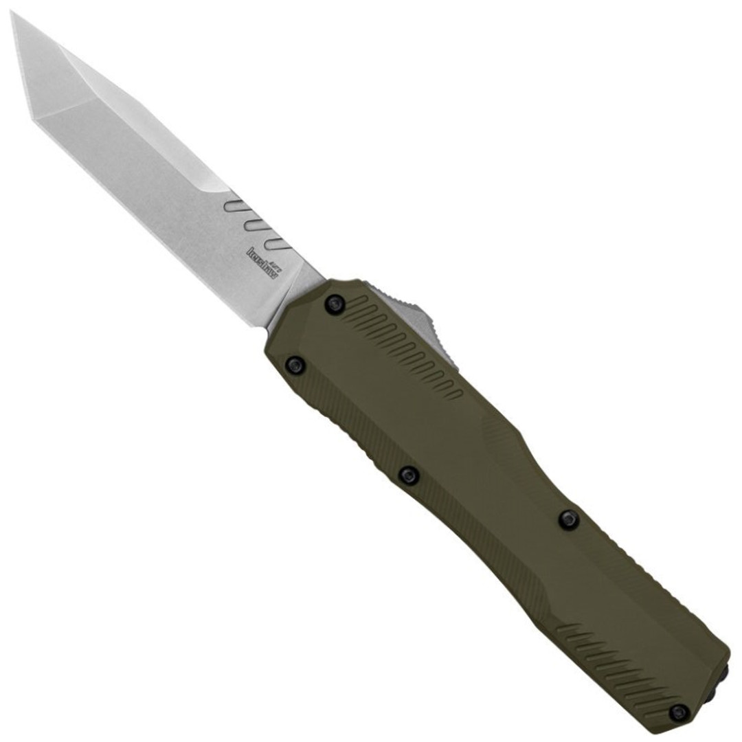 Kershaw Livewire Olive Green OTF Auto Knife, Stonewash MagnaCut Tanto Blade