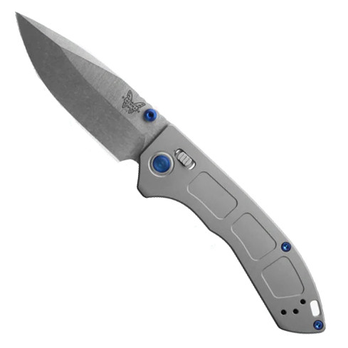 Benchmade Gray Titanium Mini Narrows AXIS Lock Folder, Satin Drop Point Blade