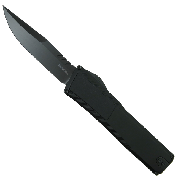 Axial Shift Black Aluminum G10 Inlay OTF Knife, Black DLC MagnaCut Clip Point Blade